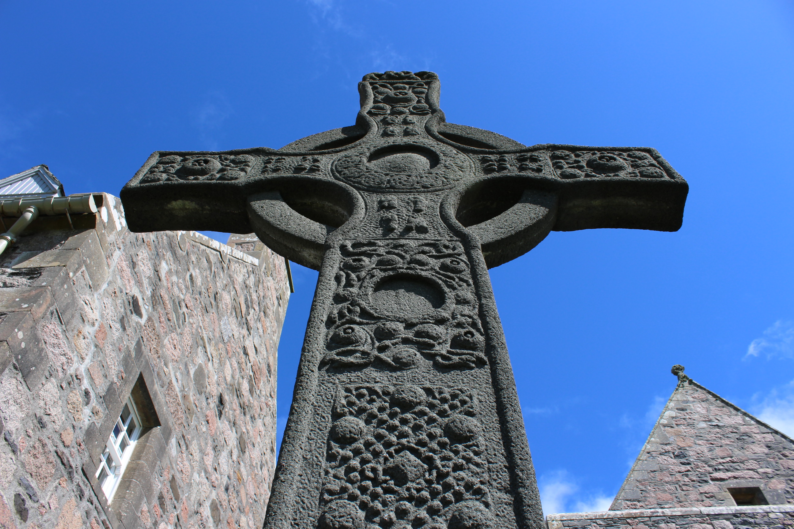 The soaring 1970 concrete replica of St John’s Cross, Iona. Image © Sally Foster.  
