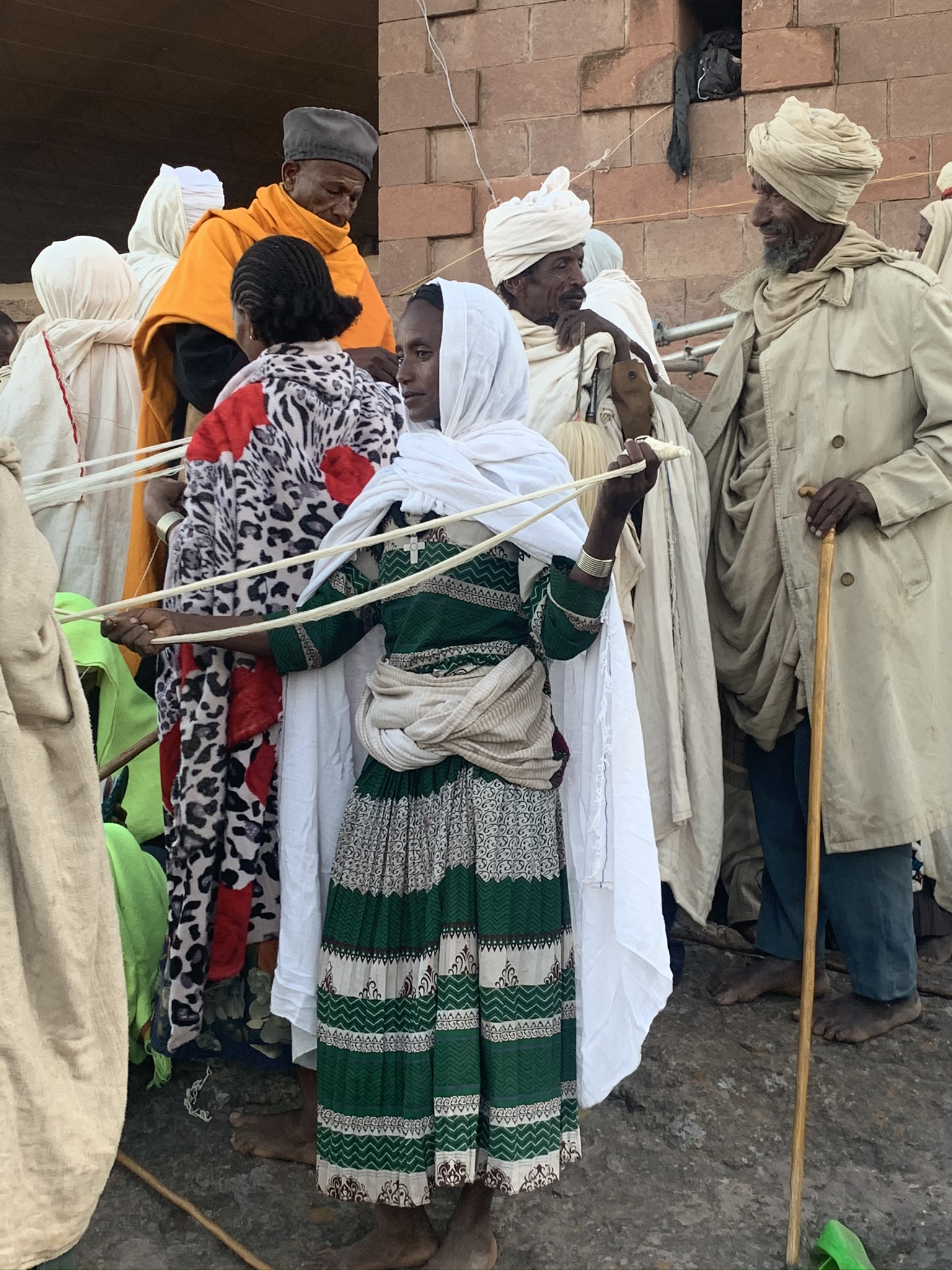 Ceremonial Christmas weaving of fabric in Lalibela.  Image by and courtesy of Naomi Meulemans